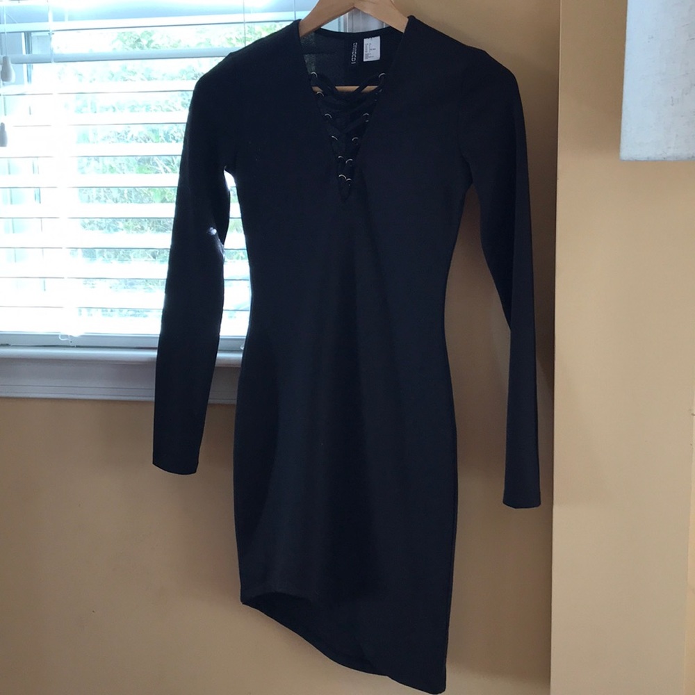 Black asymmetrical bodycon dress